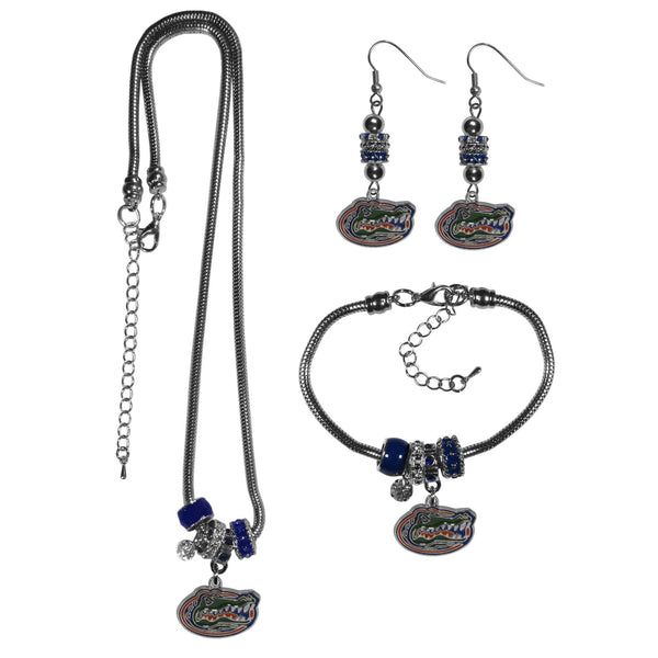 NCAA - Florida Gators Euro Bead Jewelry 3 piece Set-Jewelry & Accessories,College Jewelry,Florida Gators Jewelry-JadeMoghul Inc.