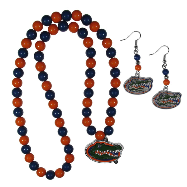 NCAA - Florida Gators Fan Bead Earrings and Necklace Set-Jewelry & Accessories,College Jewelry,Florida Gators Jewelry-JadeMoghul Inc.