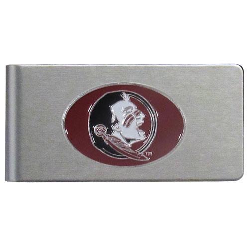 NCAA - Florida St. Seminoles Brushed Metal Money Clip-Wallets & Checkbook Covers,Money Clips,Brushed Money Clips,College Brushed Money Clips-JadeMoghul Inc.