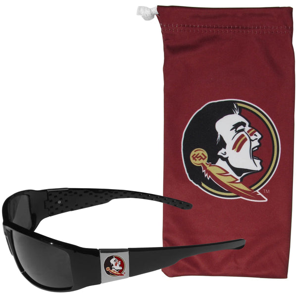 NCAA - Florida St. Seminoles Chrome Wrap Sunglasses and Bag-Sunglasses, Eyewear & Accessories,College Eyewear,Florida St. Seminoles Eyewear-JadeMoghul Inc.