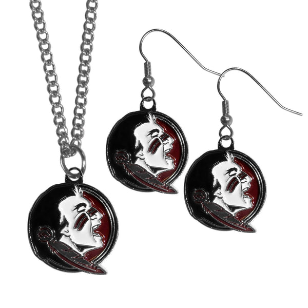 NCAA - Florida St. Seminoles Dangle Earrings and Chain Necklace Set-Jewelry & Accessories,Jewelry Sets,Dangle Earrings & Chain Necklace-JadeMoghul Inc.