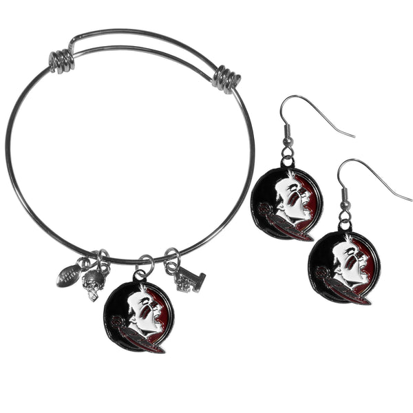 NCAA - Florida St. Seminoles Dangle Earrings and Charm Bangle Bracelet Set-Jewelry & Accessories,College Jewelry,Florida St. Seminoles Jewelry-JadeMoghul Inc.