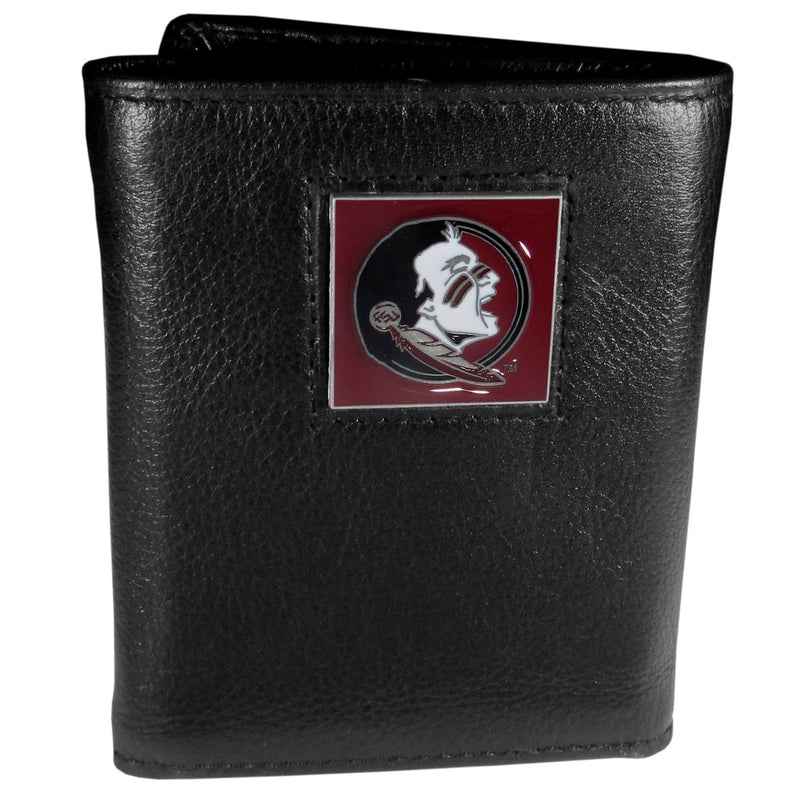 NCAA - Florida St. Seminoles Deluxe Leather Tri-fold Wallet Packaged in Gift Box-Wallets & Checkbook Covers,Tri-fold Wallets,Deluxe Tri-fold Wallets,Gift Box Packaging,College Tri-fold Wallets-JadeMoghul Inc.