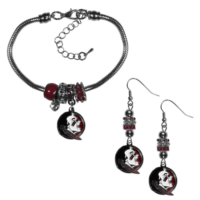 NCAA - Florida St. Seminoles Euro Bead Earrings and Bracelet Set-Jewelry & Accessories,College Jewelry,Florida St. Seminoles Jewelry-JadeMoghul Inc.