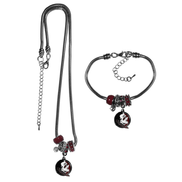 NCAA - Florida St. Seminoles Euro Bead Necklace and Bracelet Set-Jewelry & Accessories,College Jewelry,Florida St. Seminoles Jewelry-JadeMoghul Inc.