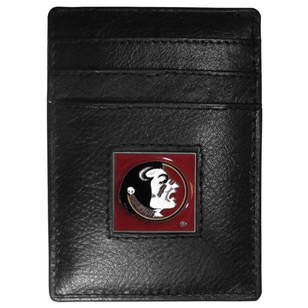 NCAA - Florida St. Seminoles Leather Money Clip/Cardholder Packaged in Gift Box-Wallets & Checkbook Covers,Money Clip/Cardholders,Gift Box Packaging,College Money Clip/Cardholders-JadeMoghul Inc.