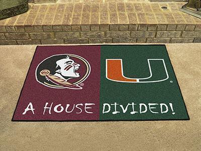 Large Area Rugs Cheap NCAA Florida State Miami House Divided Rug 33.75"x42.5"