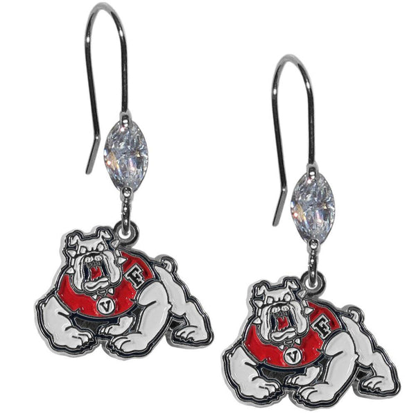 NCAA - Fresno St. Bulldogs Crystal Dangle Earrings-Jewelry & Accessories,Earrings,Crystal Dangle Earrings,College Crystal Earrings-JadeMoghul Inc.