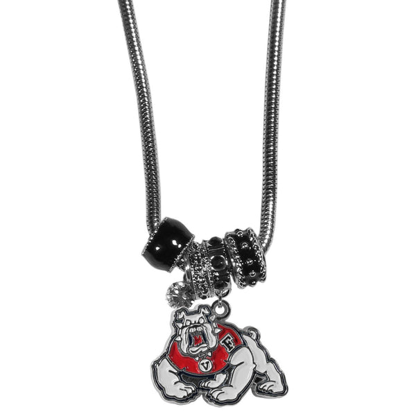 NCAA - Fresno St. Bulldogs Euro Bead Necklace-Jewelry & Accessories,Necklaces,Euro Bead Necklaces,College Euro Bead Necklaces-JadeMoghul Inc.