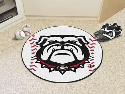 Round Area Rugs NCAA Georgia Black New Bulldog Baseball Mat 27" diameter