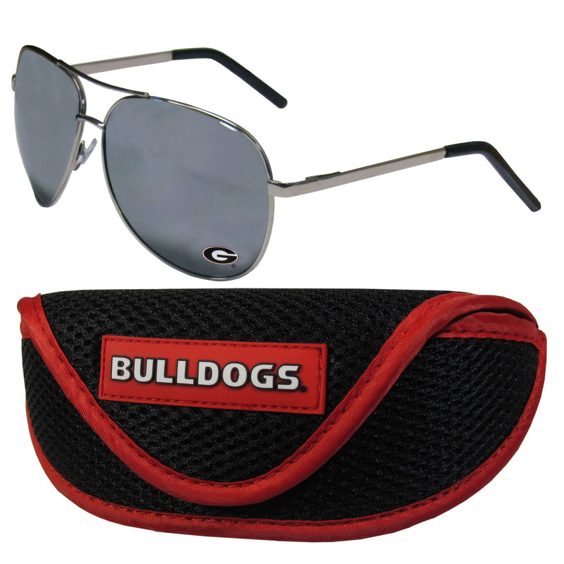 NCAA - Georgia Bulldogs Aviator Sunglasses and Sports Case-Sunglasses, Eyewear & Accessories,Sunglass & Accessory Sets,Aviator Sunglasses & Sport Case,College Aviator Sunglasses Sunglasses & Sport Case-JadeMoghul Inc.