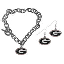 NCAA - Georgia Bulldogs Chain Bracelet and Dangle Earring Set-Jewelry & Accessories,College Jewelry,Georgia Bulldogs Jewelry-JadeMoghul Inc.