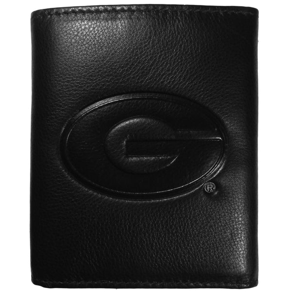 NCAA - Georgia Bulldogs Embossed Leather Tri-fold Wallet-Wallets & Checkbook Covers,College Wallets,College Tri-fold Wallets,Leather Tri-fold Wallets-JadeMoghul Inc.