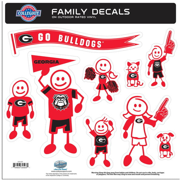NCAA - Georgia Bulldogs Family Decal Set Large-Automotive Accessories,Decals,Family Character Decals,Large Family Decals,College Large Family Decals-JadeMoghul Inc.