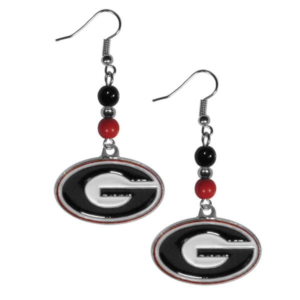 NCAA - Georgia Bulldogs Fan Bead Dangle Earrings-Jewelry & Accessories,Earrings,Fan Bead Earrings,College Fan Bead Earrings-JadeMoghul Inc.