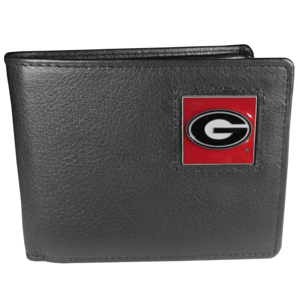 NCAA - Georgia Bulldogs Leather Bi-fold Wallet Packaged in Gift Box-Wallets & Checkbook Covers,Bi-fold Wallets,Gift Box Packaging,College Bi-fold Wallets-JadeMoghul Inc.