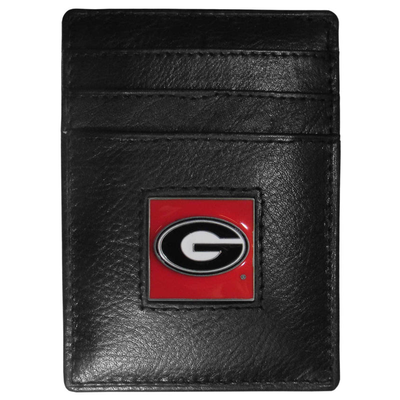 NCAA - Georgia Bulldogs Leather Money Clip/Cardholder Packaged in Gift Box-Wallets & Checkbook Covers,Money Clip/Cardholders,Gift Box Packaging,College Money Clip/Cardholders-JadeMoghul Inc.