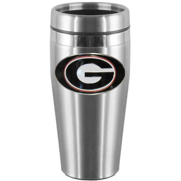 NCAA - Georgia Bulldogs Steel Travel Mug-Beverage Ware,Travel Mugs,Steel Travel Mugs w/Handle,College Steel Travel Mugs with Handle-JadeMoghul Inc.