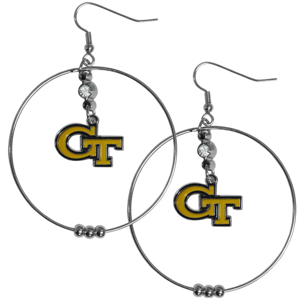 NCAA - Georgia Tech Yellow Jackets 2 Inch Hoop Earrings-Jewelry & Accessories,Earrings,2 inch Hoop Earrings,College Hoop Earrings-JadeMoghul Inc.