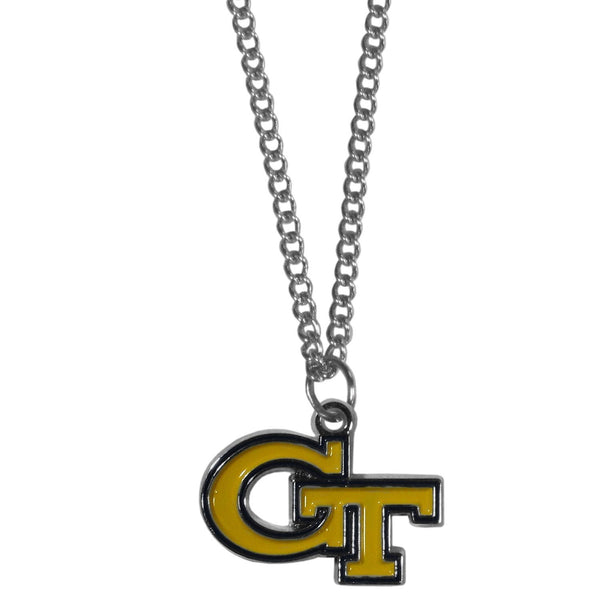 NCAA - Georgia Tech Yellow Jackets Chain Necklace with Small Charm-Jewelry & Accessories,Necklaces,Chain Necklaces,College Chain Necklaces-JadeMoghul Inc.