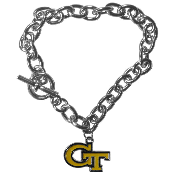 NCAA - Georgia Tech Yellow Jackets Charm Chain Bracelet-Jewelry & Accessories,Bracelets,Charm Chain Bracelets,College Charm Chain Bracelets-JadeMoghul Inc.