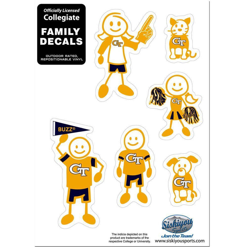 NCAA - Georgia Tech Yellow Jackets Family Decal Set Small-Automotive Accessories,Decals,Family Character Decals,Small Family Decals,College Small Family Decals-JadeMoghul Inc.