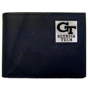 NCAA - Georgia Tech Yellow Jackets Leather Bi-fold Wallet Packaged in Gift Box-Wallets & Checkbook Covers,Bi-fold Wallets,Gift Box Packaging,College Bi-fold Wallets-JadeMoghul Inc.