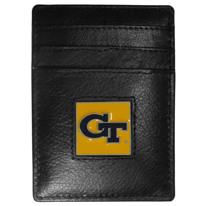 NCAA - Georgia Tech Yellow Jackets Leather Money Clip/Cardholder Packaged in Gift Box-Wallets & Checkbook Covers,Money Clip/Cardholders,Gift Box Packaging,College Money Clip/Cardholders-JadeMoghul Inc.