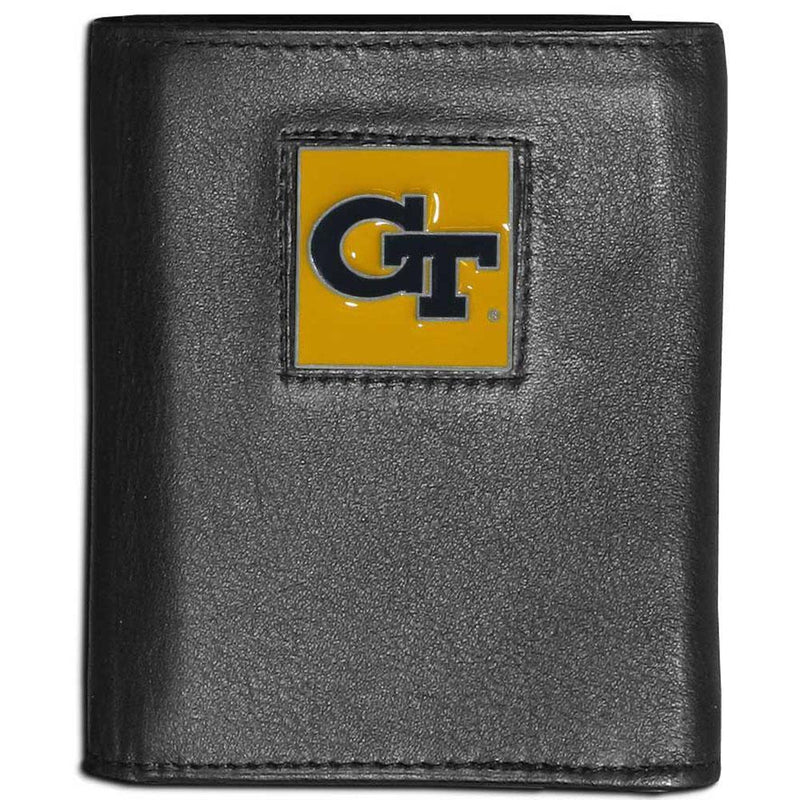 NCAA - Georgia Tech Yellow Jackets Leather Tri-fold Wallet-Wallets & Checkbook Covers,Tri-fold Wallets,Tri-fold Wallets,College Tri-fold Wallets-JadeMoghul Inc.