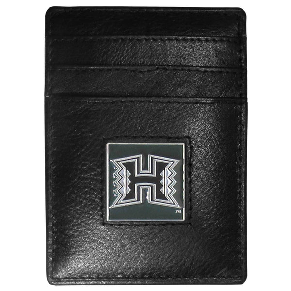 NCAA - Hawaii Warriors Leather Money Clip/Cardholder Packaged in Gift Box-Wallets & Checkbook Covers,Money Clip/Cardholders,Gift Box Packaging,College Money Clip/Cardholders-JadeMoghul Inc.