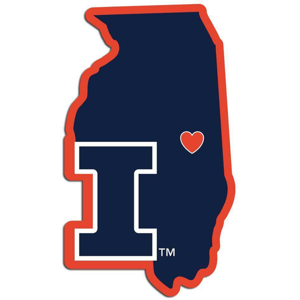 NCAA - Illinois Fighting Illini Home State Decal-Automotive Accessories,Decals,Home State Decals,College Home State Decals-JadeMoghul Inc.