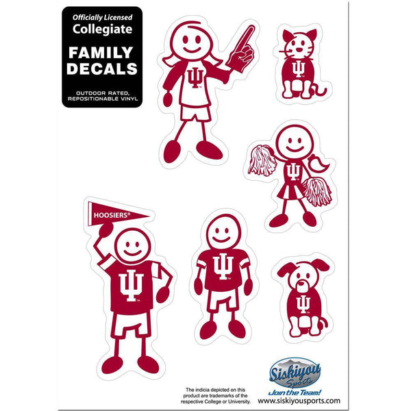 NCAA - Indiana Hoosiers Family Decal Set Small-Automotive Accessories,Decals,Family Character Decals,Small Family Decals,College Small Family Decals-JadeMoghul Inc.
