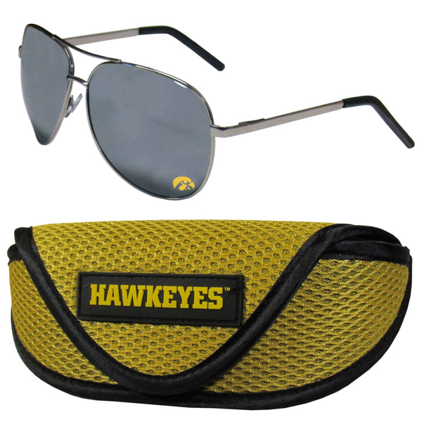 NCAA - Iowa Hawkeyes Aviator Sunglasses and Sports Case-Sunglasses, Eyewear & Accessories,Sunglass & Accessory Sets,Aviator Sunglasses & Sport Case,College Aviator Sunglasses Sunglasses & Sport Case-JadeMoghul Inc.