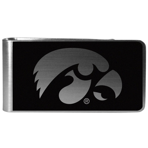 NCAA - Iowa Hawkeyes Black and Steel Money Clip-Wallets & Checkbook Covers,College Wallets,Iowa Hawkeyes Wallets-JadeMoghul Inc.