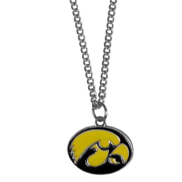 NCAA - Iowa Hawkeyes Chain Necklace with Small Charm-Jewelry & Accessories,Necklaces,Chain Necklaces,College Chain Necklaces-JadeMoghul Inc.
