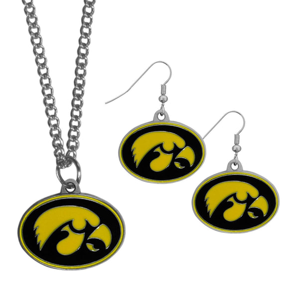 NCAA - Iowa Hawkeyes Dangle Earrings and Chain Necklace Set-Jewelry & Accessories,Jewelry Sets,Dangle Earrings & Chain Necklace-JadeMoghul Inc.