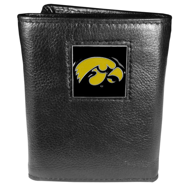 NCAA - Iowa Hawkeyes Deluxe Leather Tri-fold Wallet-Wallets & Checkbook Covers,Tri-fold Wallets,Deluxe Tri-fold Wallets,Window Box Packaging,College Tri-fold Wallets-JadeMoghul Inc.