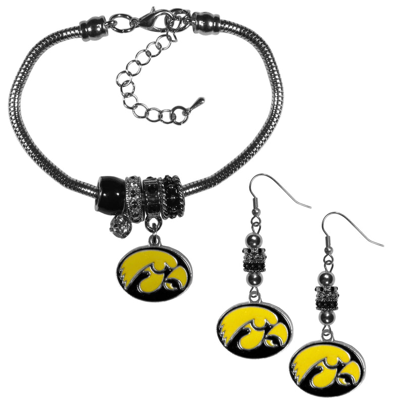 NCAA - Iowa Hawkeyes Euro Bead Earrings and Bracelet Set-Jewelry & Accessories,College Jewelry,Iowa Hawkeyes Jewelry-JadeMoghul Inc.