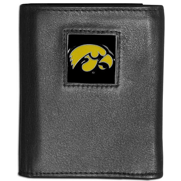 NCAA - Iowa Hawkeyes Leather Tri-fold Wallet-Wallets & Checkbook Covers,Tri-fold Wallets,Tri-fold Wallets,College Tri-fold Wallets-JadeMoghul Inc.