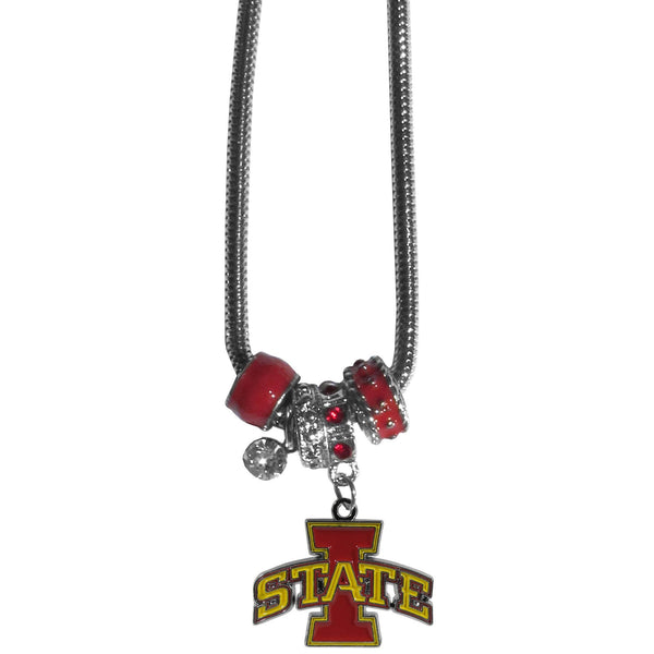 NCAA - Iowa St. Cyclones Euro Bead Necklace-Jewelry & Accessories,Necklaces,Euro Bead Necklaces,College Euro Bead Necklaces-JadeMoghul Inc.