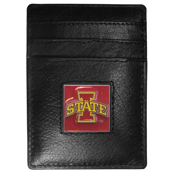 NCAA - Iowa St. Cyclones Leather Money Clip/Cardholder Packaged in Gift Box-Wallets & Checkbook Covers,Money Clip/Cardholders,Gift Box Packaging,College Money Clip/Cardholders-JadeMoghul Inc.