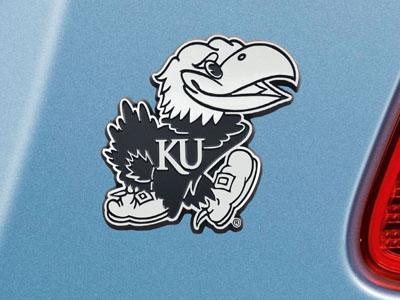 Custom Logo Rugs NCAA Kansas Auto Emblem 2.8"x3.2"