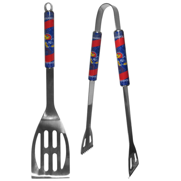 NCAA - Kansas Jayhawks 2 pc Steel BBQ Tool Set-Tailgating & BBQ Accessories,BBQ Tools,2 pc Steel Tool Set,College 2 pc Steel Tool Set-JadeMoghul Inc.