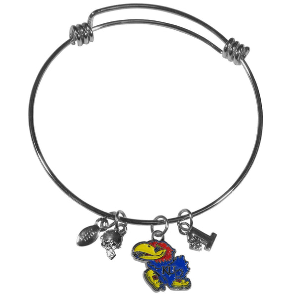 NCAA - Kansas Jayhawks Charm Bangle Bracelet-Jewelry & Accessories,Bracelets,Charm Bangle Bracelets,College Charm Bangle Bracelets-JadeMoghul Inc.