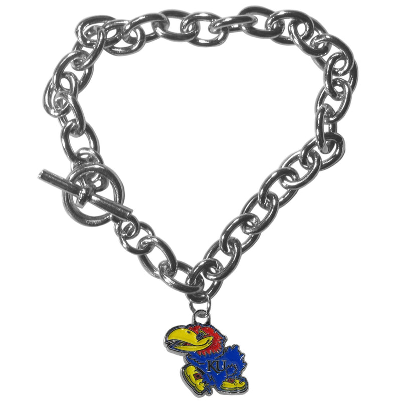 NCAA - Kansas Jayhawks Charm Chain Bracelet-Jewelry & Accessories,Bracelets,Charm Chain Bracelets,College Charm Chain Bracelets-JadeMoghul Inc.