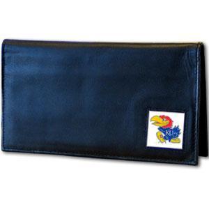 NCAA - Kansas Jayhawks Deluxe Leather Checkbook Cover-Wallets & Checkbook Covers,Checkbook Covers,Wallet Checkbook Covers,Window Box Packaging,College Wallet Checkbook Covers-JadeMoghul Inc.