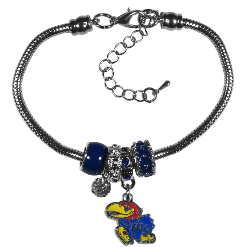 NCAA - Kansas Jayhawks Euro Bead Bracelet-Jewelry & Accessories,Bracelets,Euro Bead Bracelets,College Euro Bead Bracelets-JadeMoghul Inc.