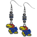 NCAA - Kansas Jayhawks Euro Bead Earrings-Jewelry & Accessories,Earrings,Euro Bead Earrings,College Euro Bead Earrings-JadeMoghul Inc.