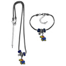 NCAA - Kansas Jayhawks Euro Bead Necklace and Bracelet Set-Jewelry & Accessories,College Jewelry,Kansas Jayhawks Jewelry-JadeMoghul Inc.