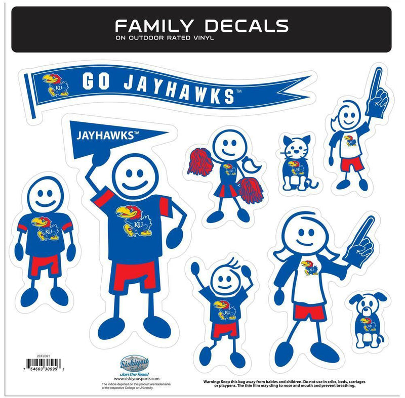 NCAA - Kansas Jayhawks Family Decal Set Large-Automotive Accessories,Decals,Family Character Decals,Large Family Decals,College Large Family Decals-JadeMoghul Inc.